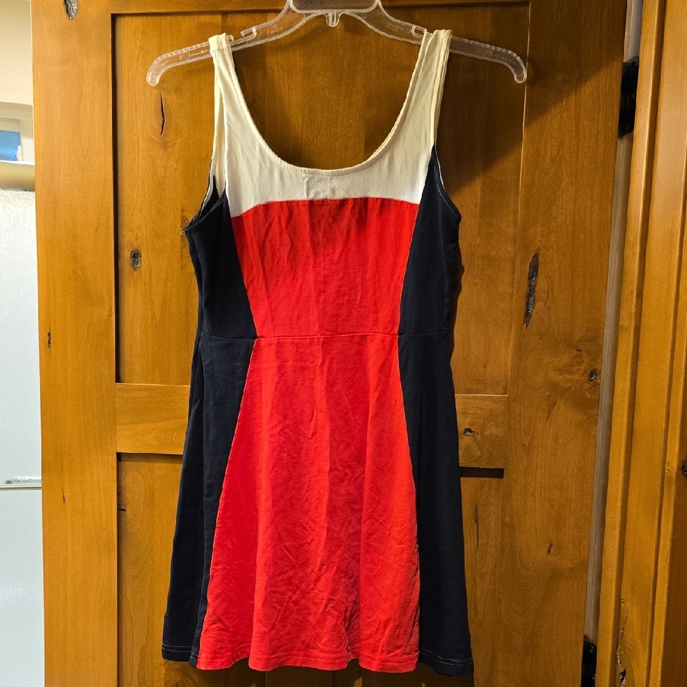 Express Tri-Color Mini Dress - Red, Black, Cream
